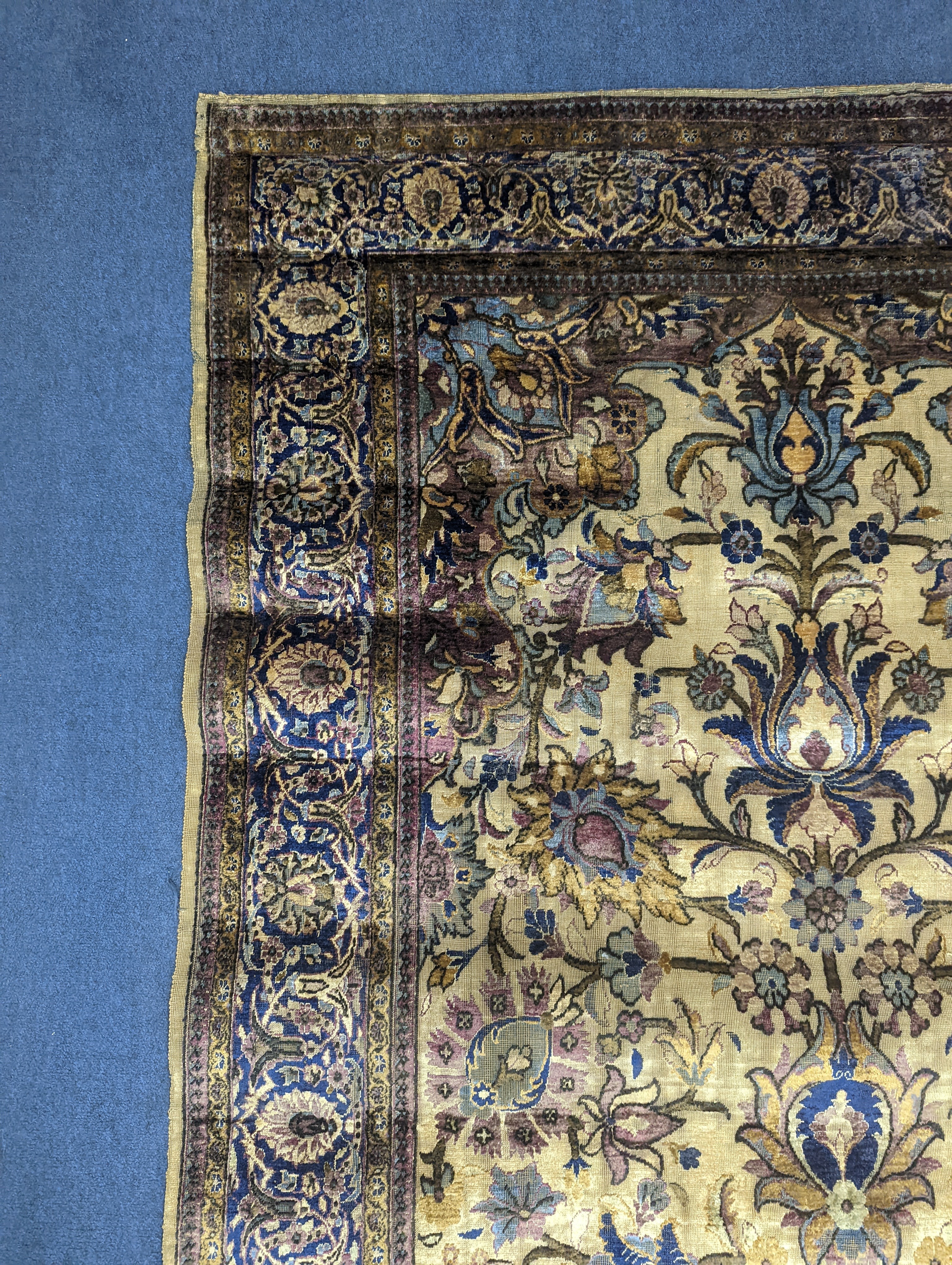 A Persian tree of life silk rug, 206 x 128cm